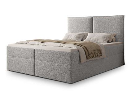 Čalúnená boxspringová manželská posteľ Seleno 160x200 - svetlosivá