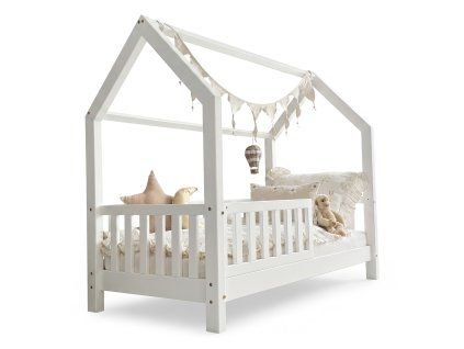 Domčeková posteľ so zábranou Bianco 90x190