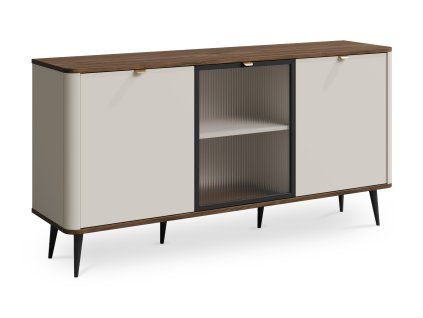 Komoda s presklenými dvierkami Marly - kašmír / orech
