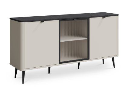 Komoda s presklenými dvierkami Marly - kašmír / antracit