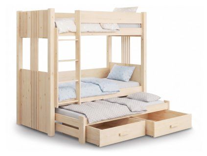 Poschodové postele s úložným priestorom 90x200 Arten - borovica