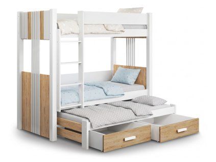 Poschodové psotele pre 3 deti 80x180 Arten - dub shetland