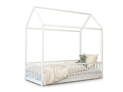 Biela domčeková montessori posteľ Monty Cottage 80x160