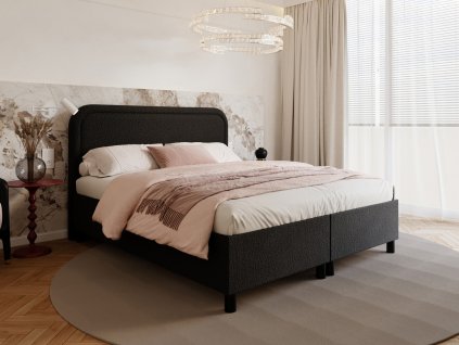 čierna manželská posteľ s úložným priestorom 160x200 Balleto