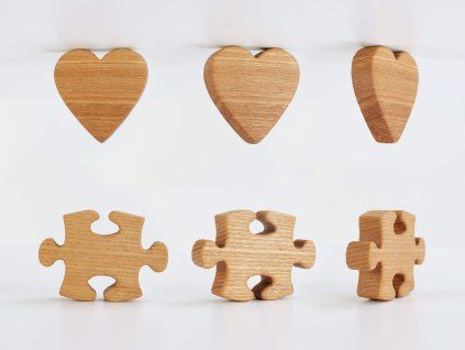 Detské úchytky v tvare srdca a puzzle