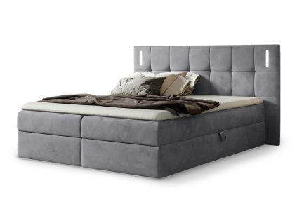 Boxspring posteľ Dancer v sivom prevedení