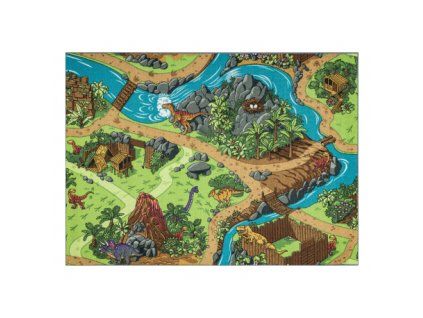 Sivo-zelený protišmykový koberec Dino World