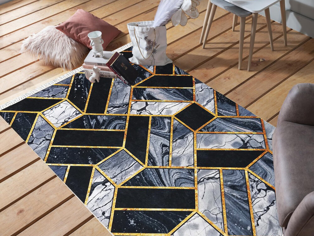 DY Čierny vzorovaný koberec Pons Rozmer: 160x220 cm