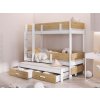 Poschodová posteľ s úložným priestorom Ettore 90x200 - biela/dub