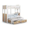Poschodová posteľ pre tri deti dub shetland Arten 90x200