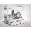 biela poschodová posteľ s prístelkou 90x200 Quintie