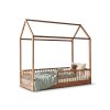 Orechová domčeková montessori posteľ Monty Cottage 80x160
